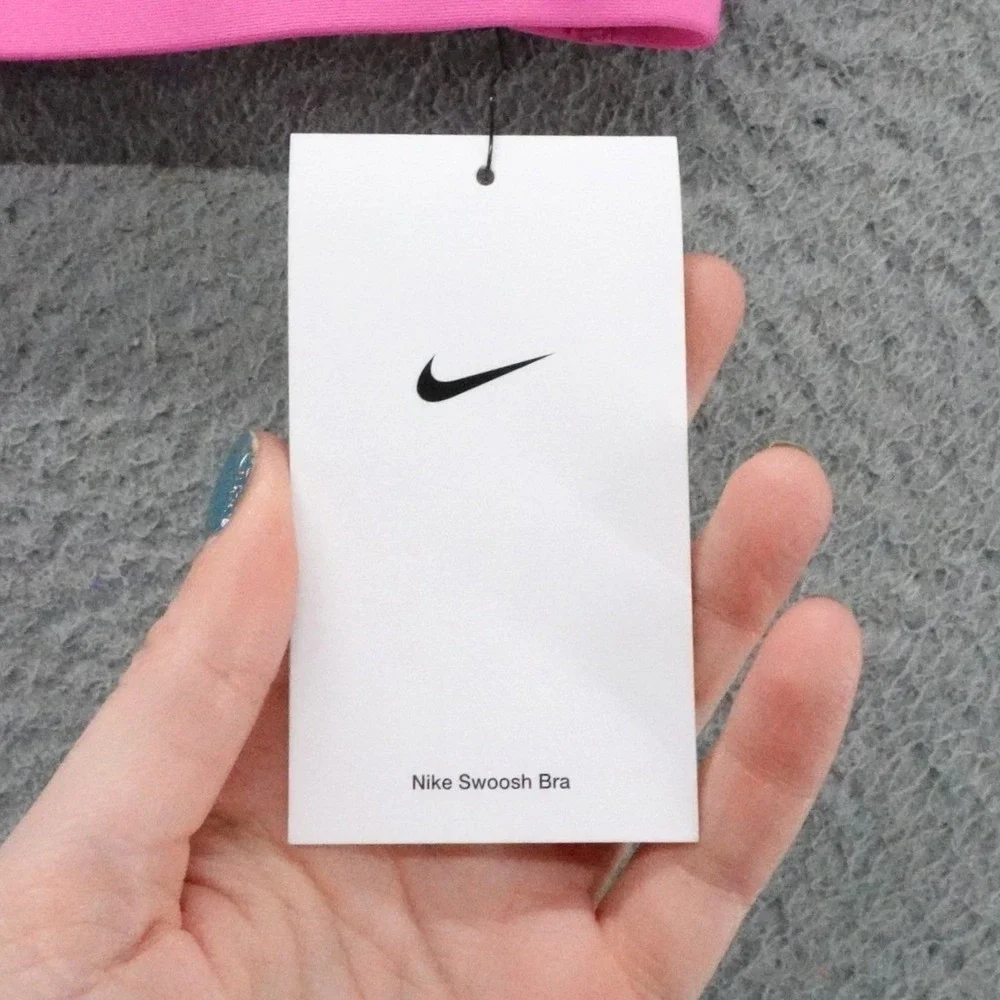 Nike Womens Swoosh Dri FIT Racerback Sports Bra Small Pink NEW